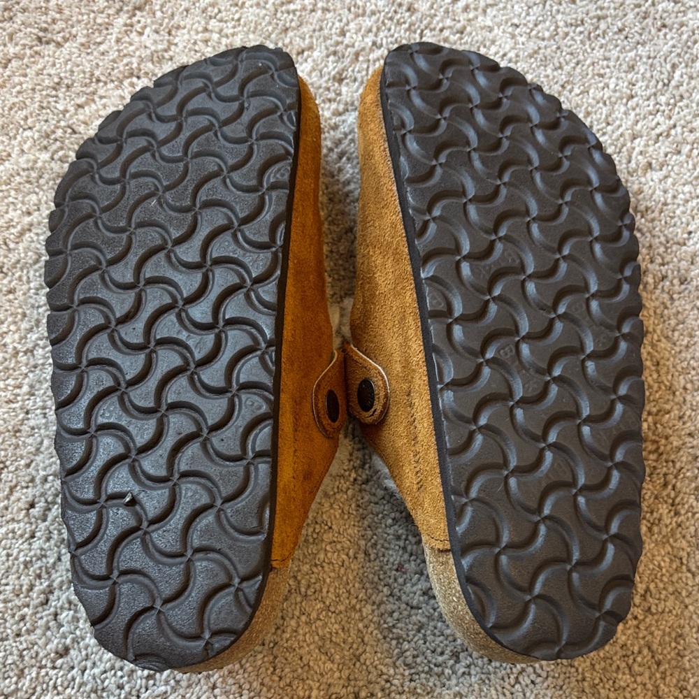 Birkenstock Brown Suede Shearling-Lined Clogs - Picture 3 of 3